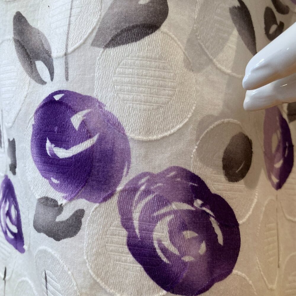 Precis White Purple Floral Cotton Lined Dress Sash UK 14 (Size 10 US) - Picture 2 of 5